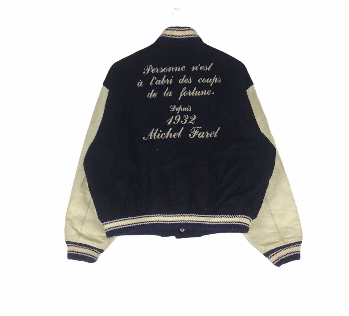Designer Michel Faret wool mix leather varsity bomber jacket Size US M / EU 48-50 / 2 - 1 Thumbnail