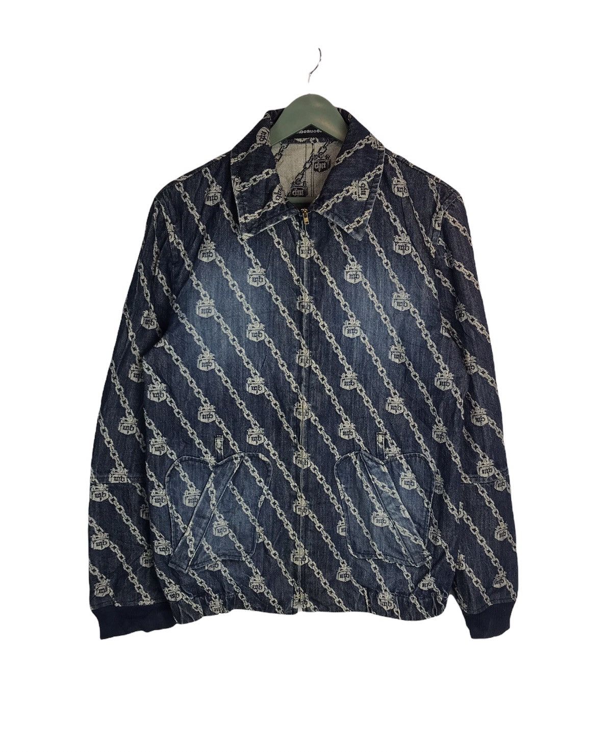 Issey Miyake × mercibeaucoup Indigo blue all overprinted chains denim zipper jacket Size US L / EU 52-54 / 3 - 1 Thumbnail