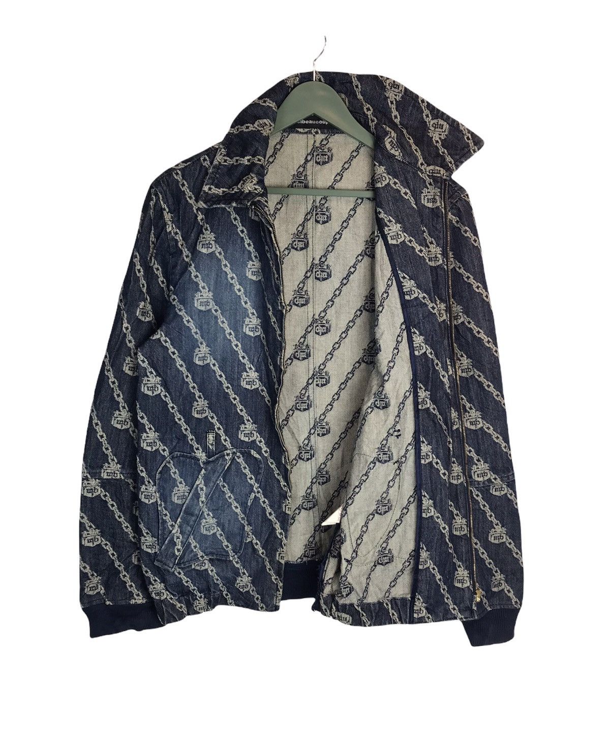 Issey Miyake × mercibeaucoup Indigo blue all overprinted chains denim zipper jacket Size US L / EU 52-54 / 3 - 4 Thumbnail