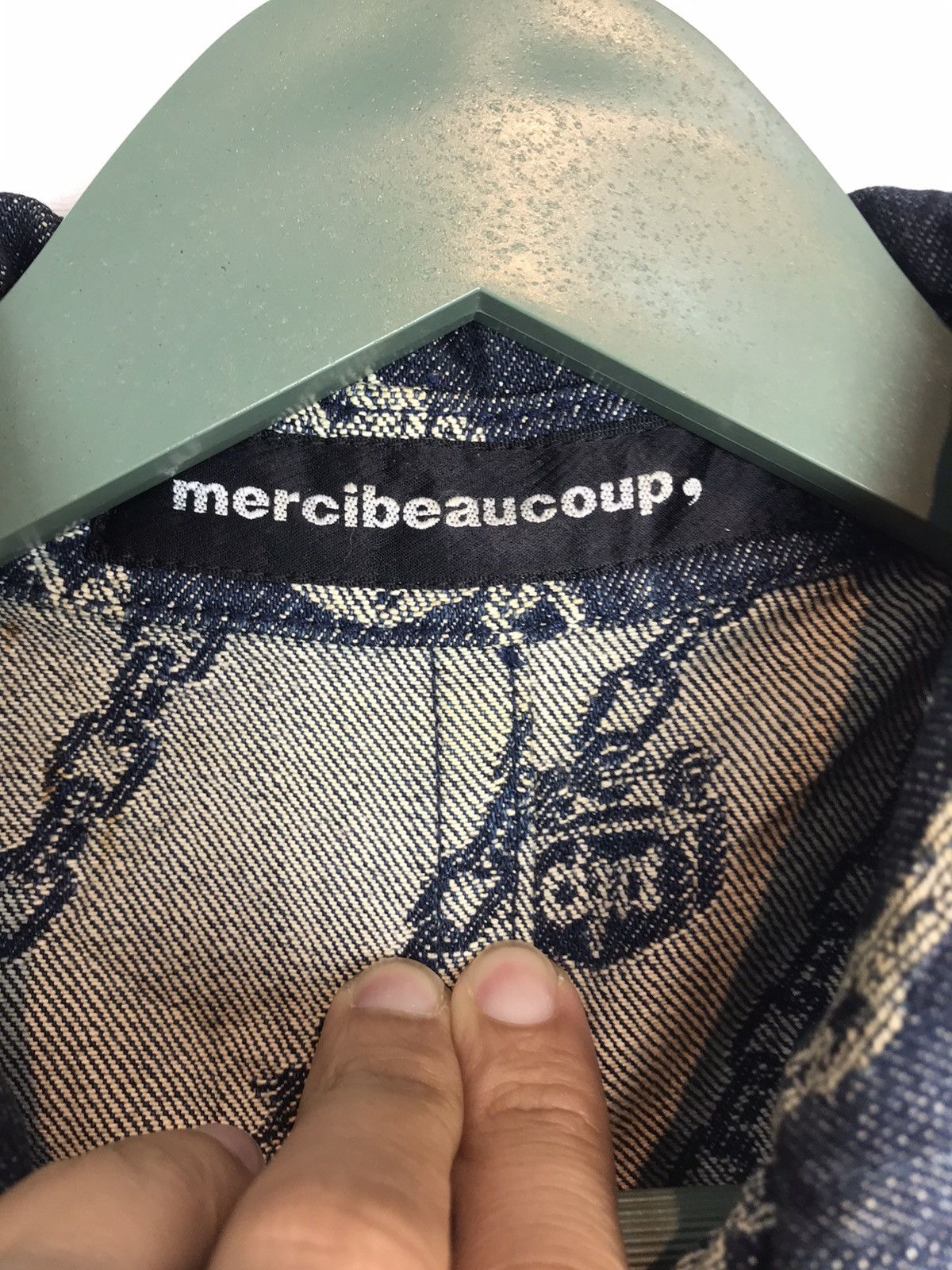 Issey Miyake × mercibeaucoup Indigo blue all overprinted chains denim zipper jacket Size US L / EU 52-54 / 3 - 6 Thumbnail