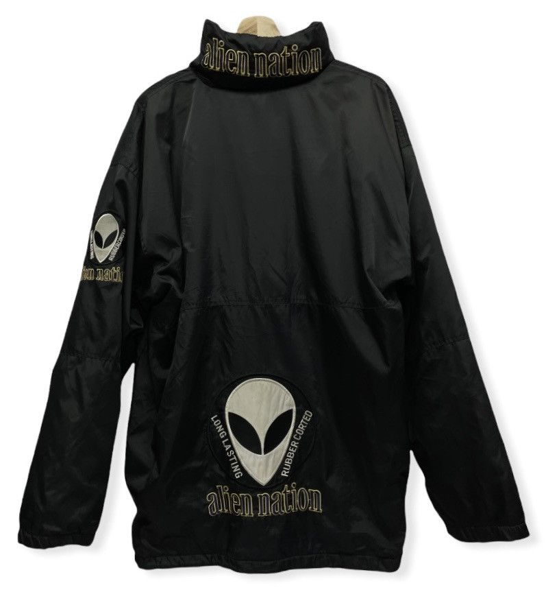 image of 90's Alien Nation Long Lasting Rubber Corted Hoodie Jacket in Black, Men's (Size Large)