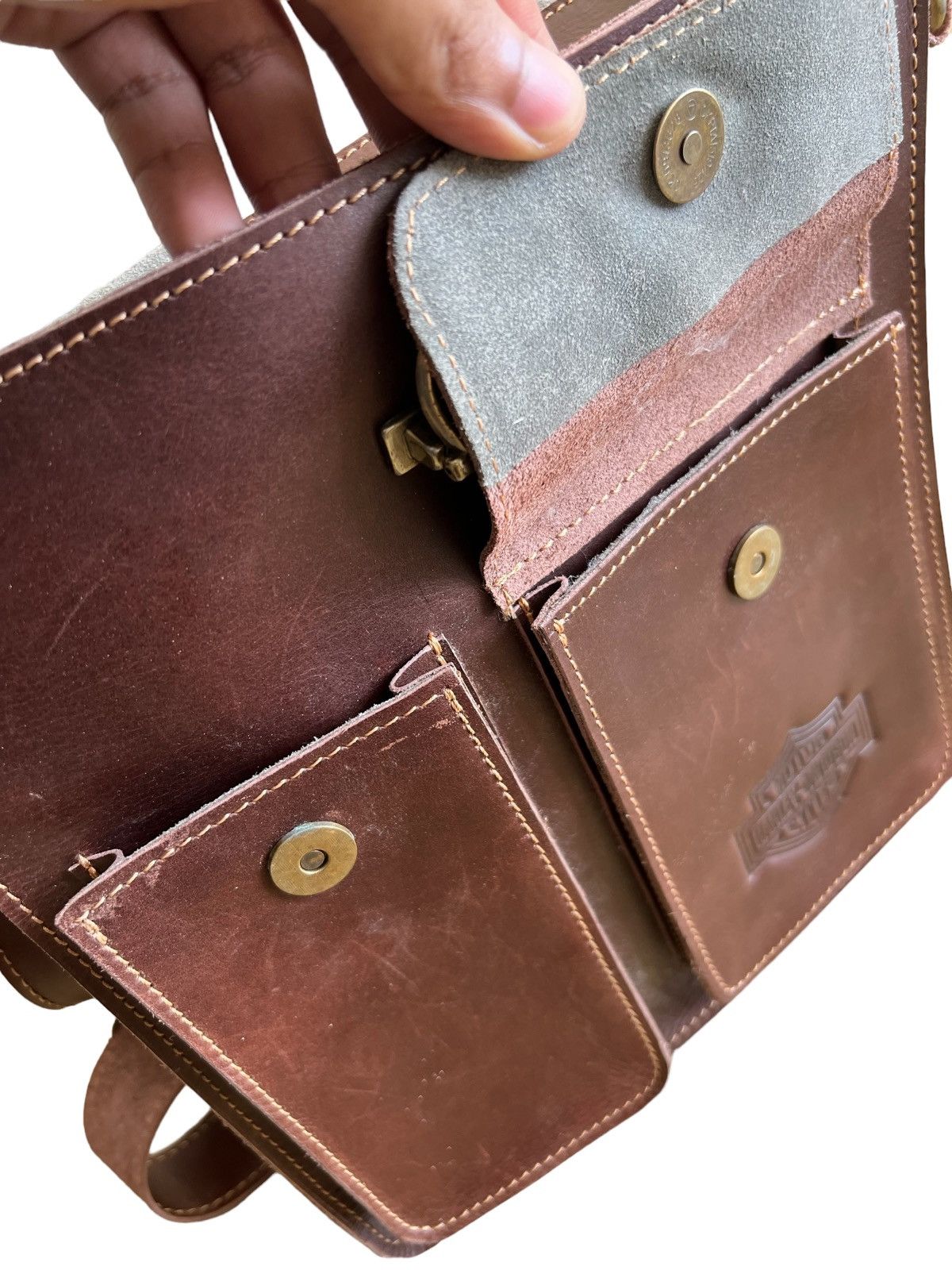 Genuine Leather × Harley Davidson × Indian Motorcycle 1970s Harley Davidson 🦅 Engraved Logo Crossbody Sling Bag Size ONE SIZE - 12 Thumbnail