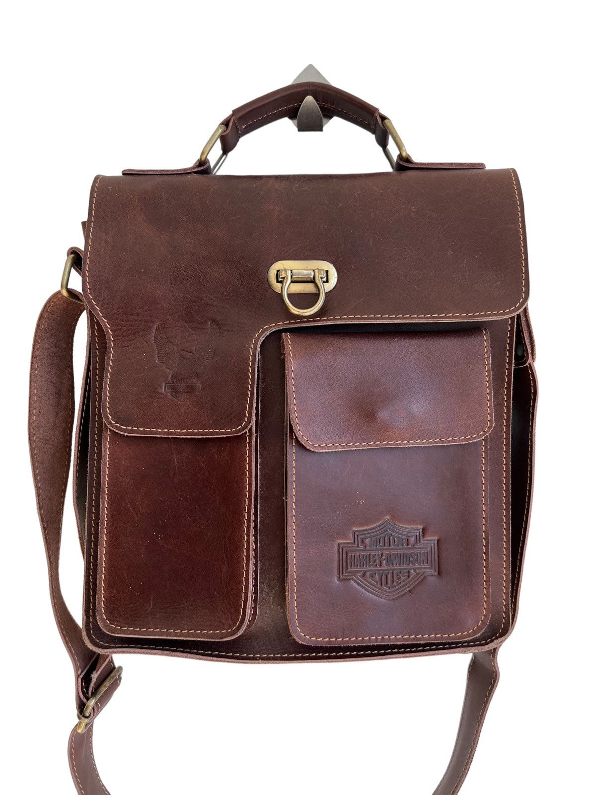 RARE🔥70s Harley Davidson 🇺🇸 Engraved Logo Leather Crossbody