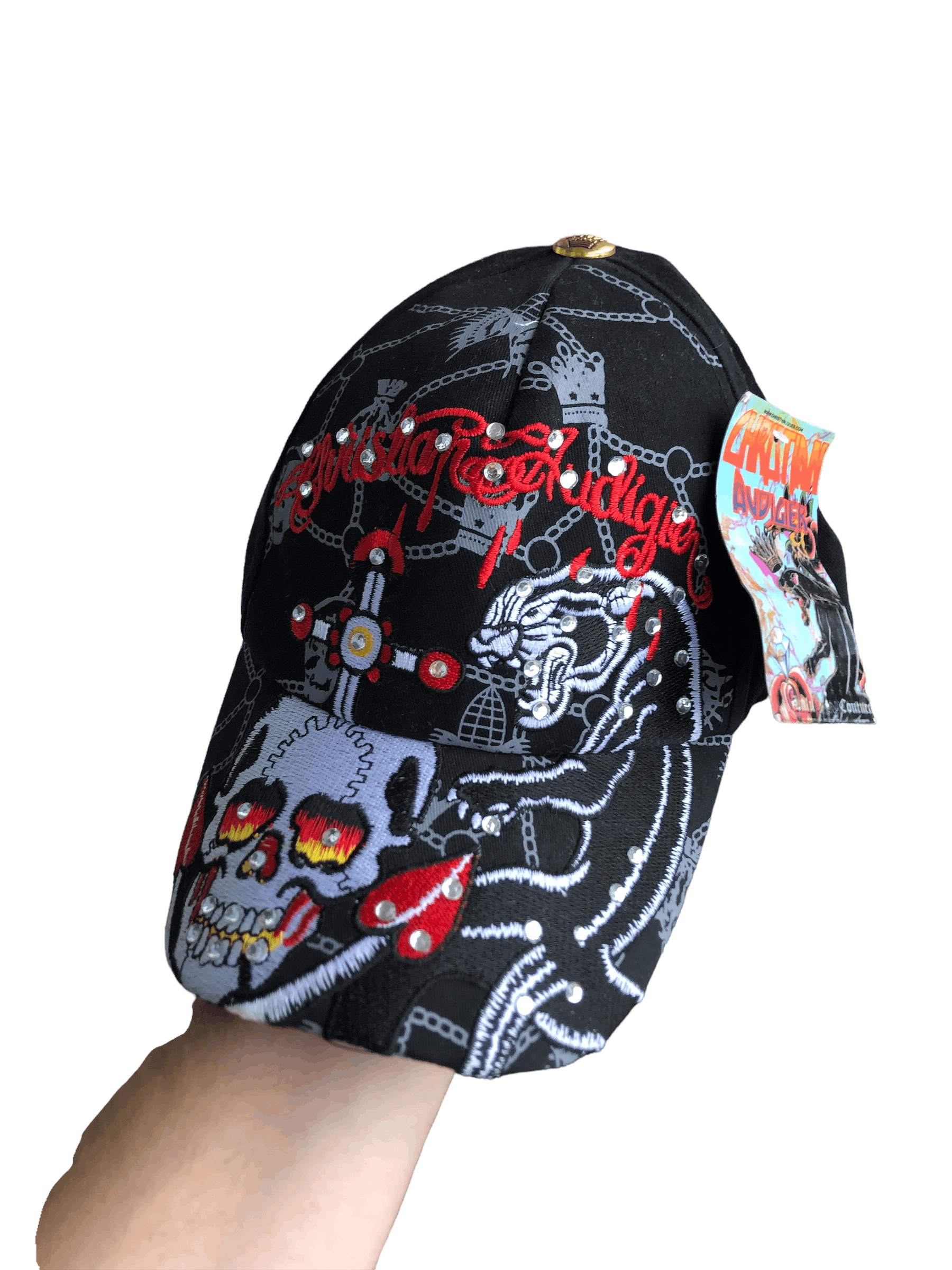 Christian Audigier × Ed Hardy Ed Hardy Christian Skull Tiger Cap Excellent New Drill y2k Size ONE SIZE - 2 Thumbnail