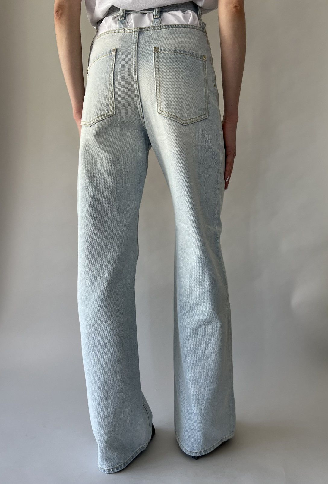 image of Maison Margiela High Waist Cut Out Jeans in Blue, Men's (Size 26)