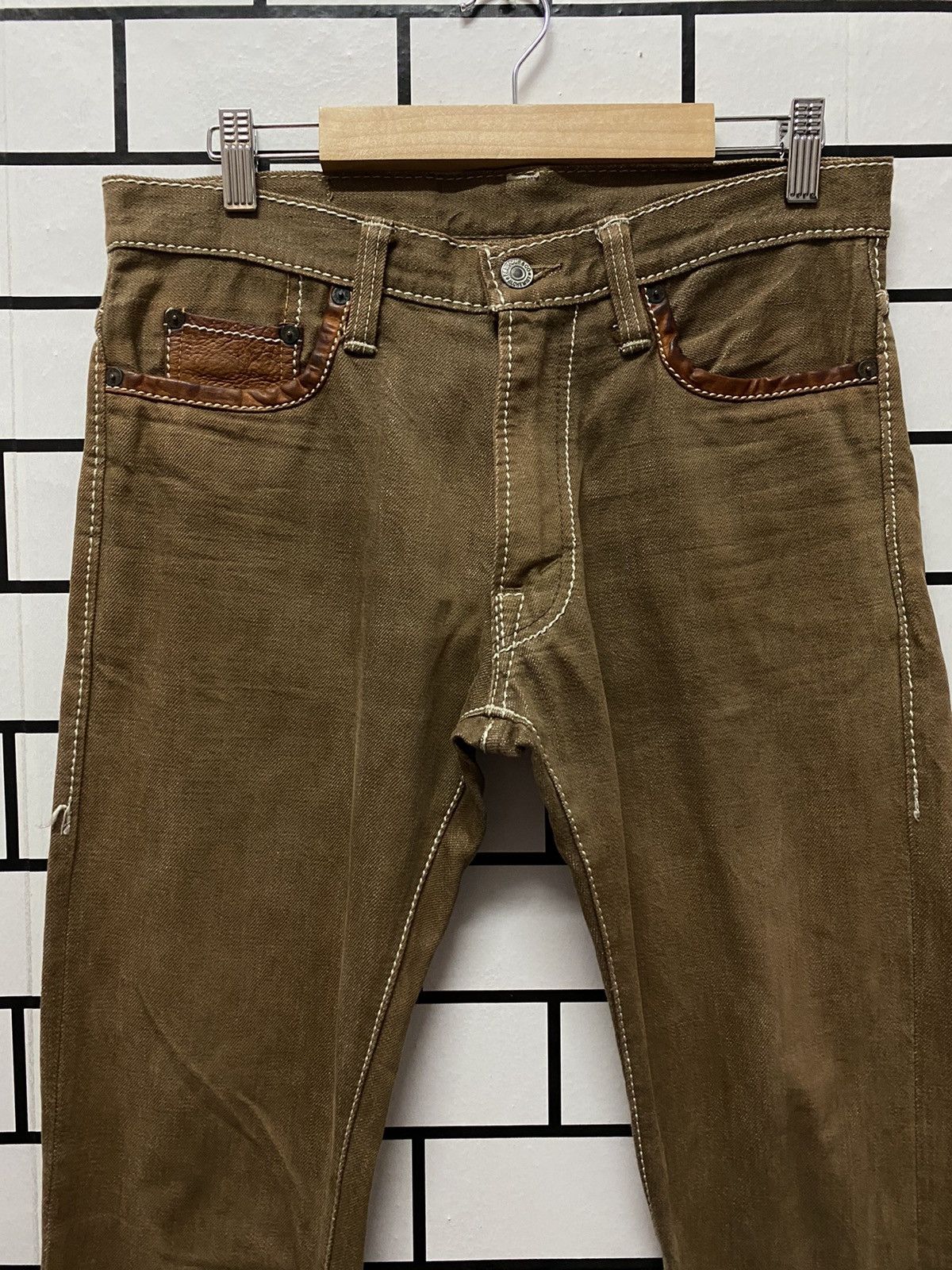 Alchemist × Japanese Brand × Leather Vintage Fab Four By Alchemist Japan Leather Pocket Denim Size US 30 / EU 46 - 4 Thumbnail