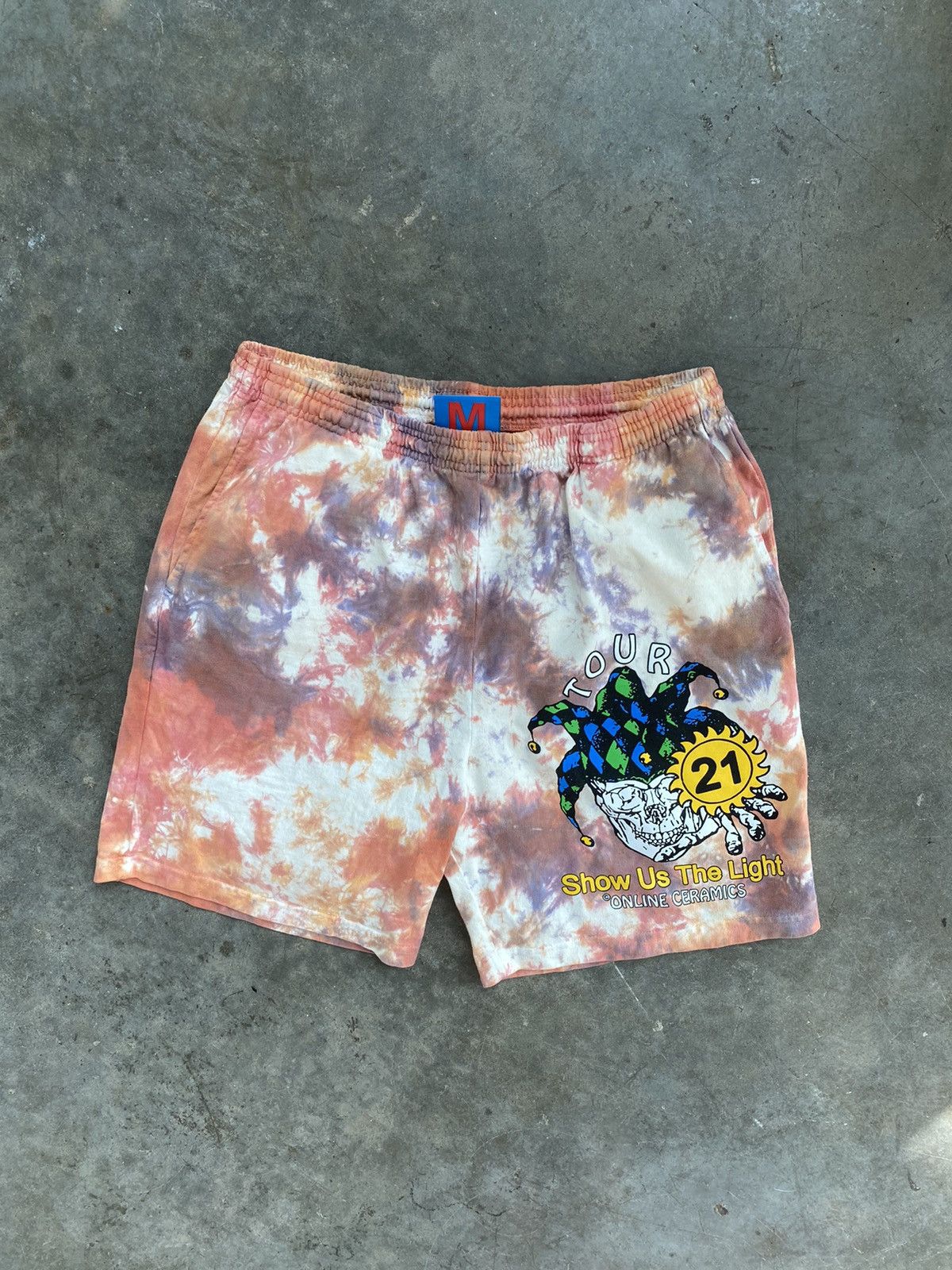 image of Online Ceramics “ Show Us The Light “ Tour 21 Tie Dye Shorts in Black, Men's (Size 32)