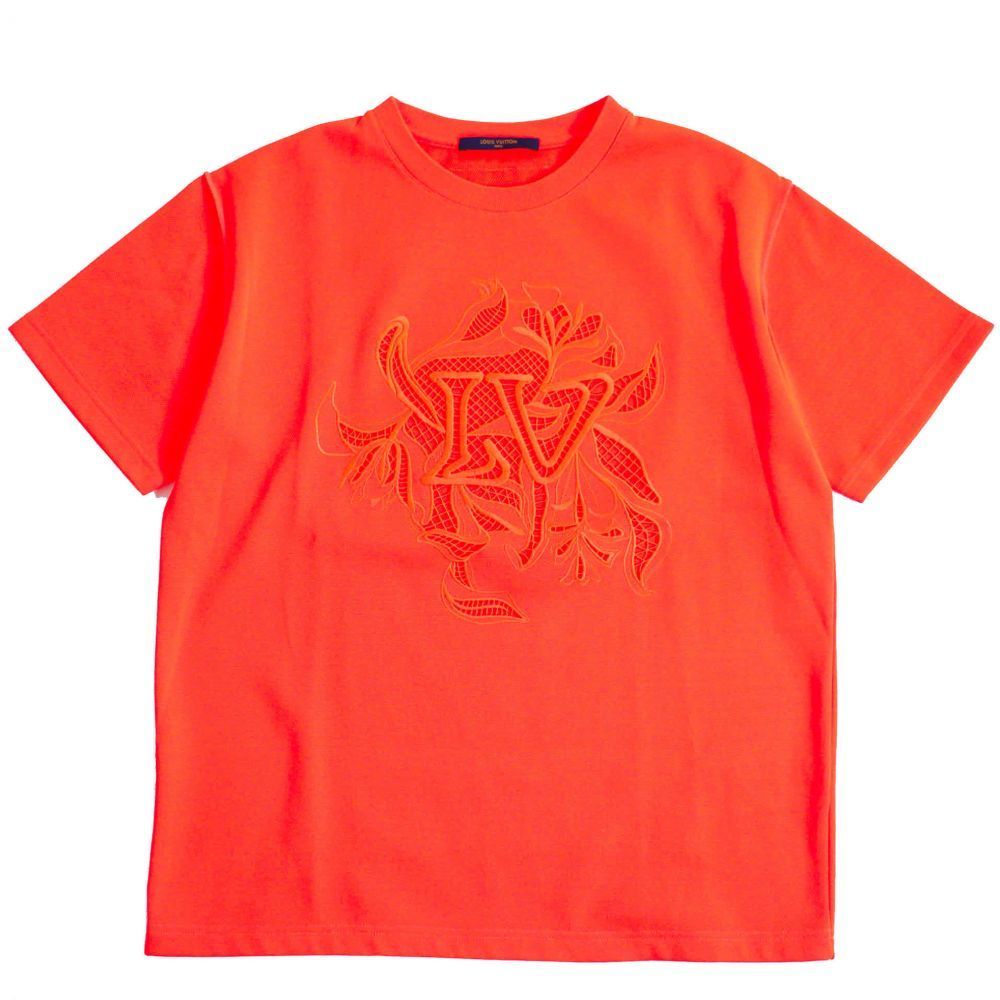 Louis Vuitton Red Logo Print Cotton Crew Neck Half Sleeve T-Shirt