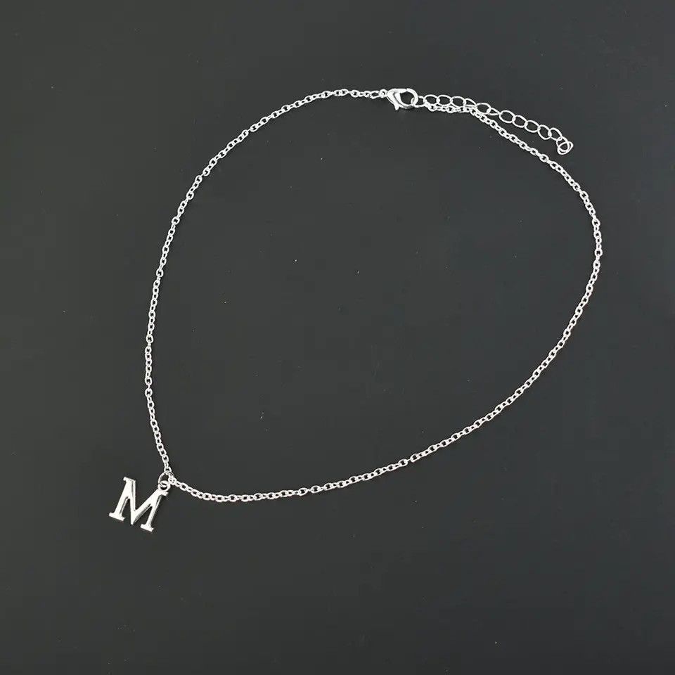 Jewelry Silver Color A-Z English Alphabet Letter Pendants Necklaces Size ONE SIZE - 2 Thumbnail