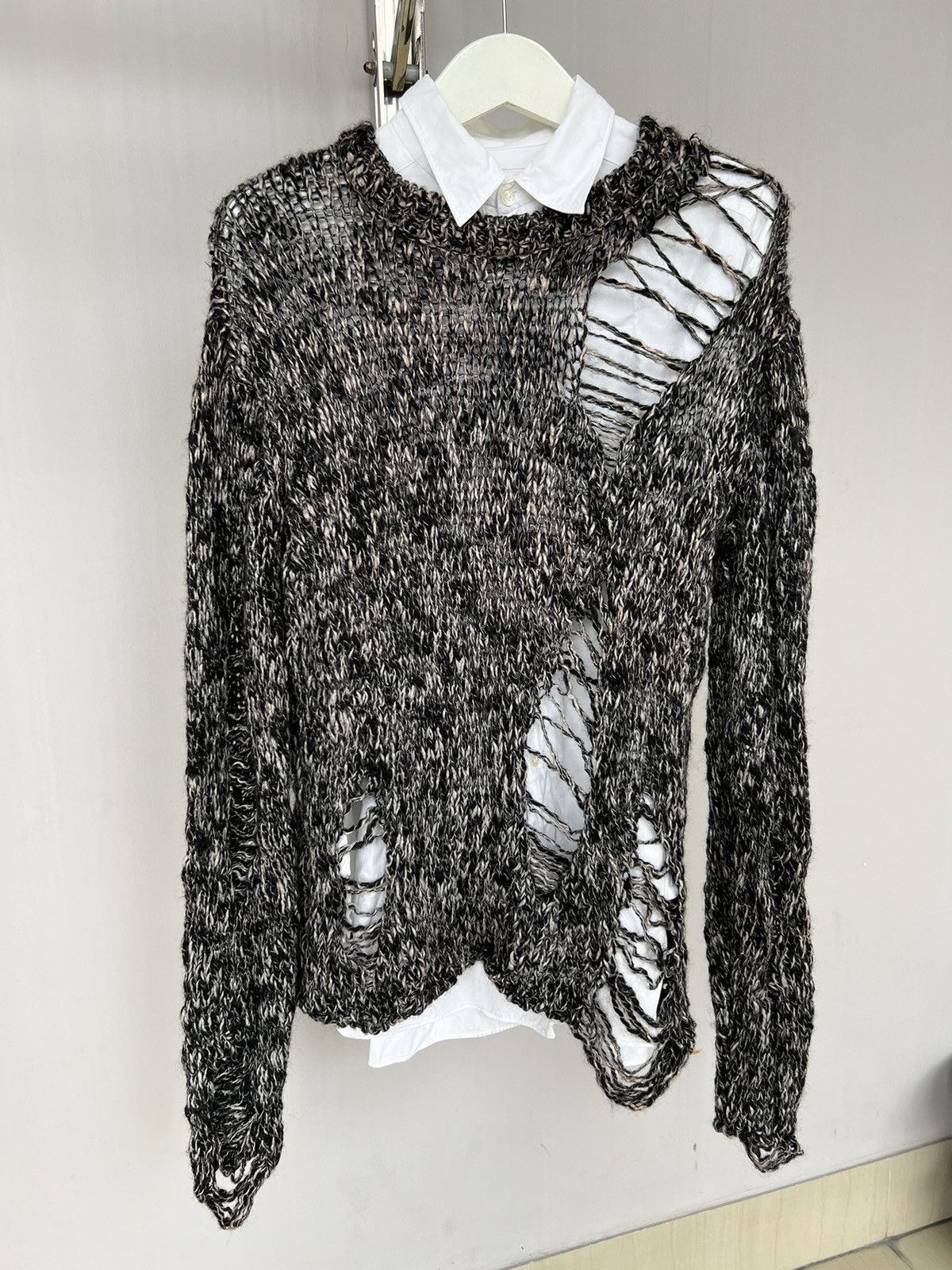 Number (N)ine Number Nine Distressed Grunge Spider web knit 