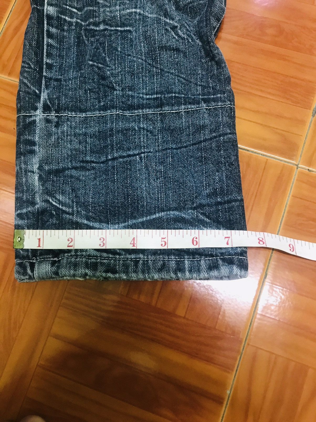 Japanese Brand “Vintage Distressed Blue Jeans with Plaid Accents & Zipper Size US 32 / EU 48 - 17 Thumbnail