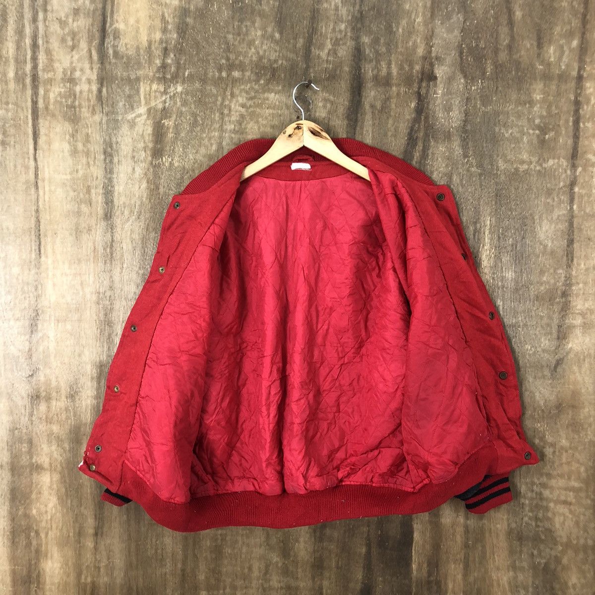 Japanese Brand Vintage Japanese Brand Red Wool Varsity Jacket #1855 Size US L / EU 52-54 / 3 - 5 Thumbnail