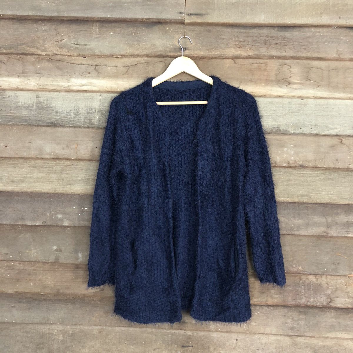 Japan Dark Blue Mohair Cardigan knitwear #0506