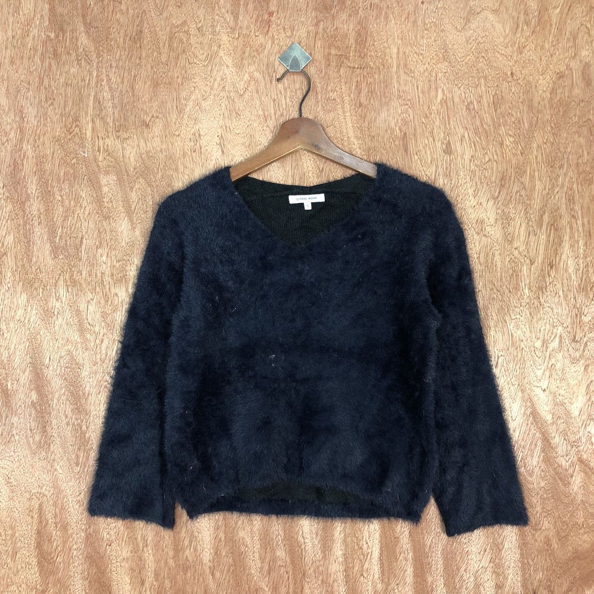 Global Work × Homespun Knitwear Global Work Black Mohair Knitwear #0470 Size US S / EU 44-46 / 1 - 3 Thumbnail