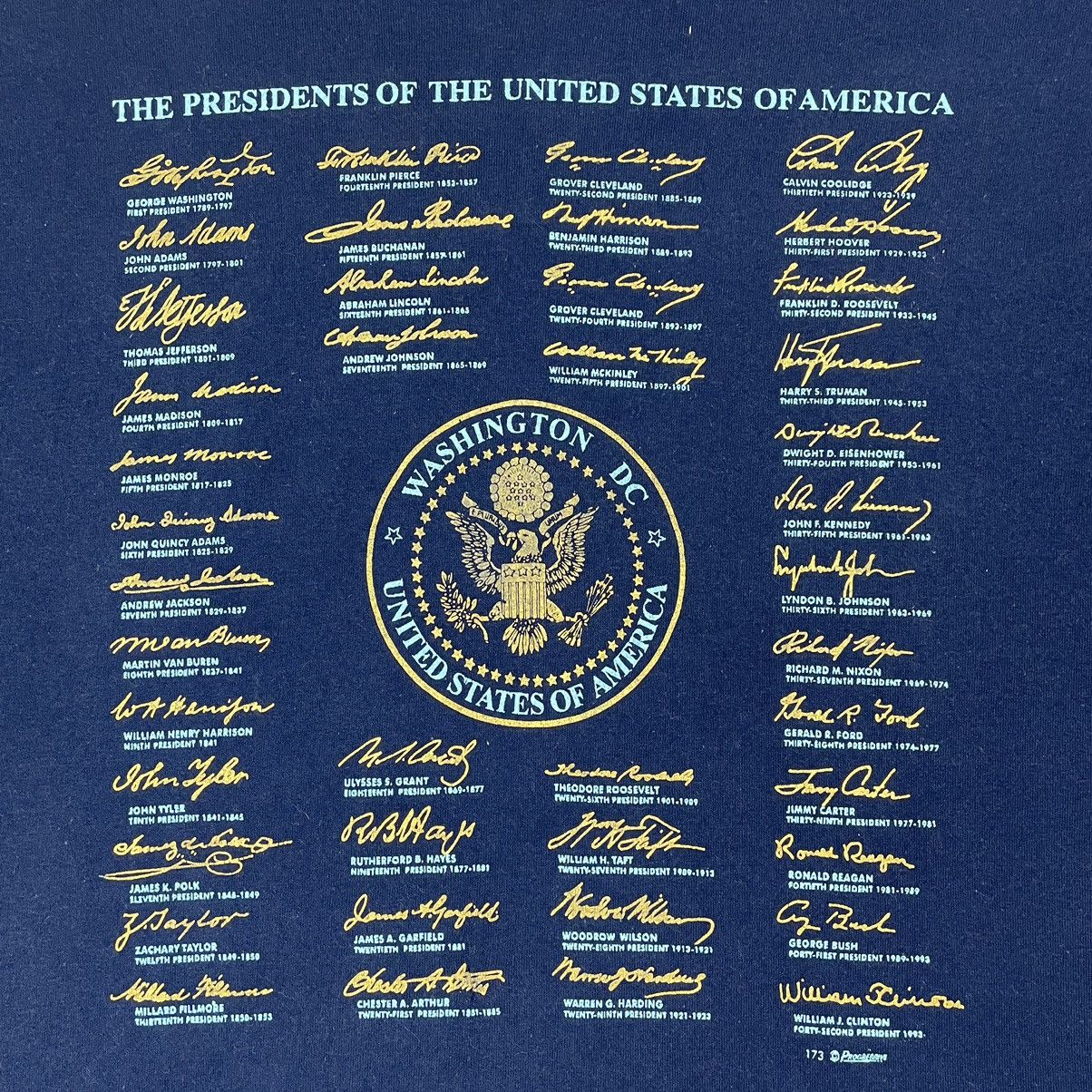 Vintage Vintage USA President Name And Signature From First to 1993 Size US XL / EU 56 / 4 - 9 Thumbnail
