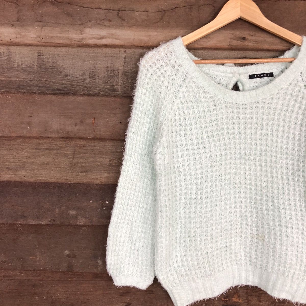 Japanese Brand Ingni Light Green Mohair Fur Knitwear #503 Size US M / EU 48-50 / 2 - 7 Thumbnail