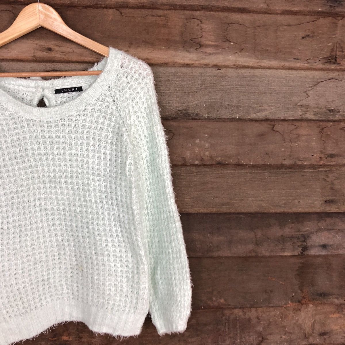 Japanese Brand Ingni Light Green Mohair Fur Knitwear #503 Size US M / EU 48-50 / 2 - 5 Thumbnail
