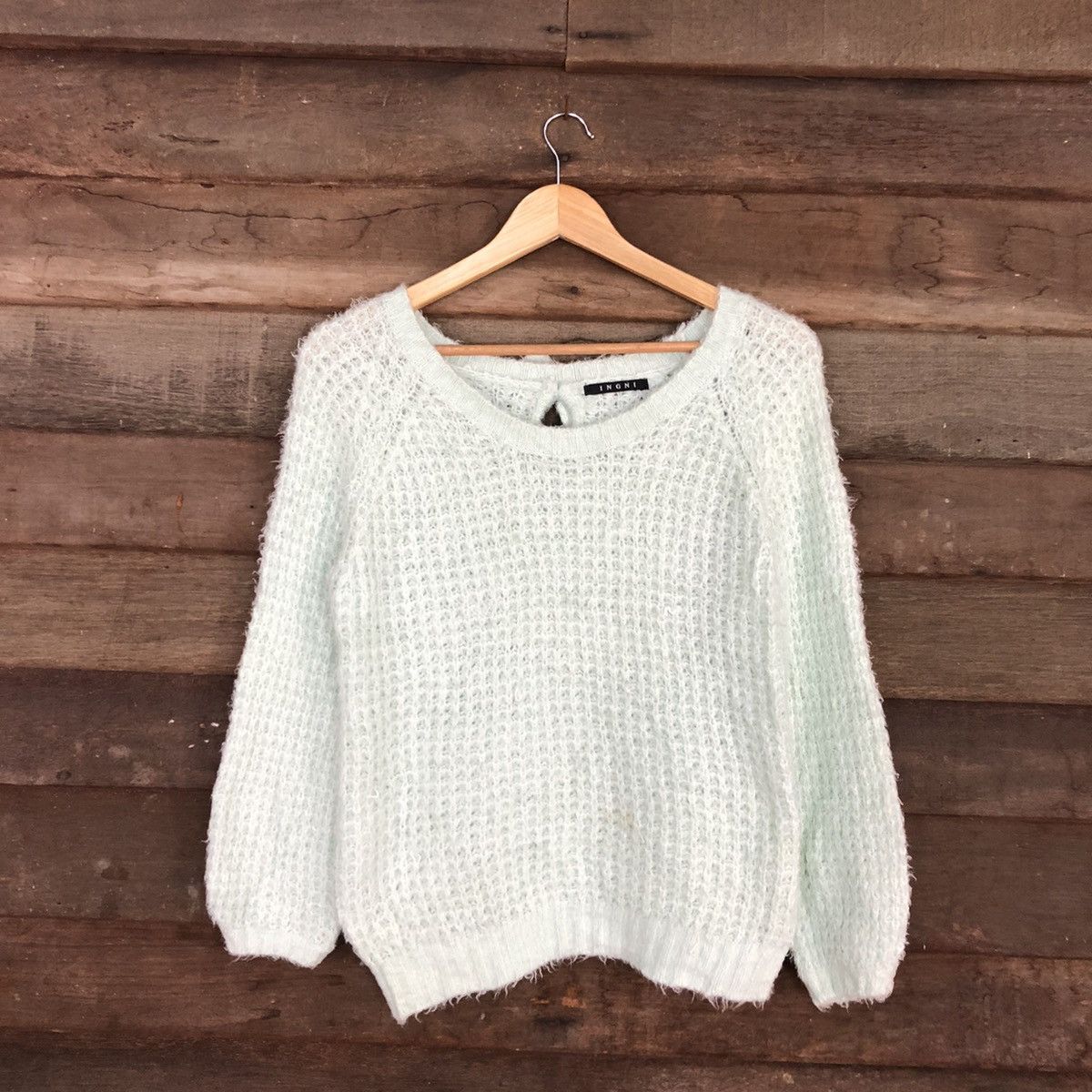 Japanese Brand Ingni Light Green Mohair Fur Knitwear #503 Size US M / EU 48-50 / 2 - 3 Thumbnail