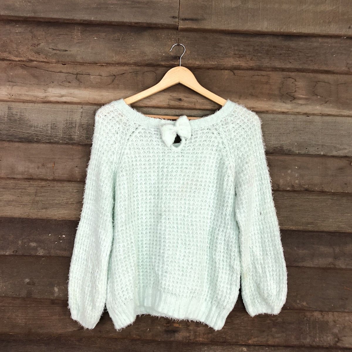 Japanese Brand Ingni Light Green Mohair Fur Knitwear #503 Size US M / EU 48-50 / 2 - 11 Thumbnail