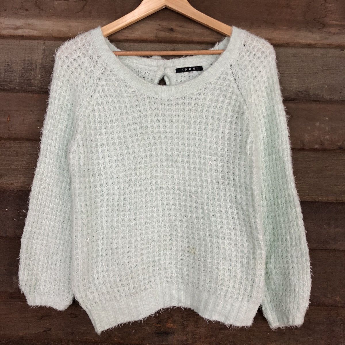 Japanese Brand Ingni Light Green Mohair Fur Knitwear #503 Size US M / EU 48-50 / 2 - 8 Thumbnail