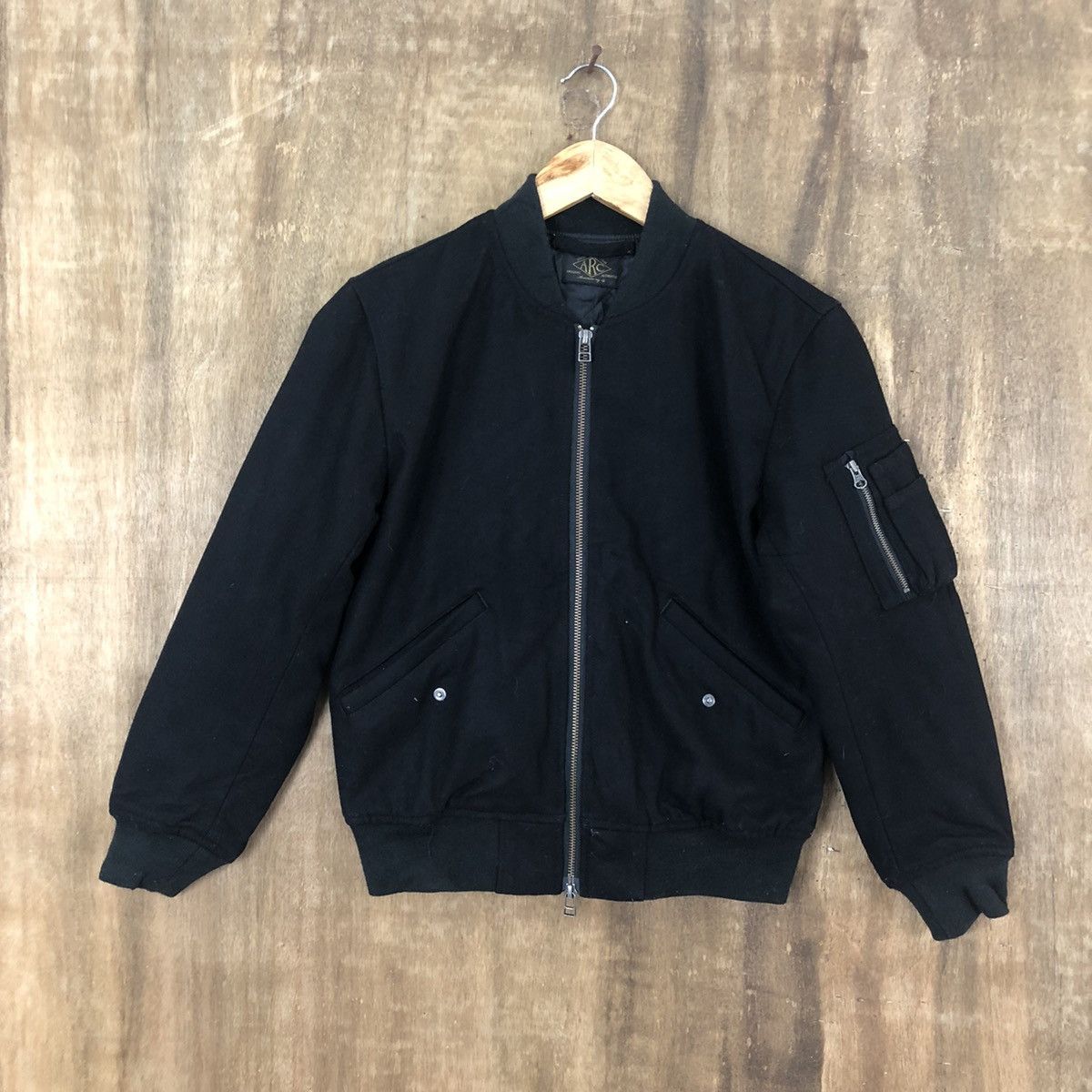 Japanese Brand ARC BLACK WOOL VARSITY JACKET #1868 Size US M / EU 48-50 / 2 - 3 Thumbnail