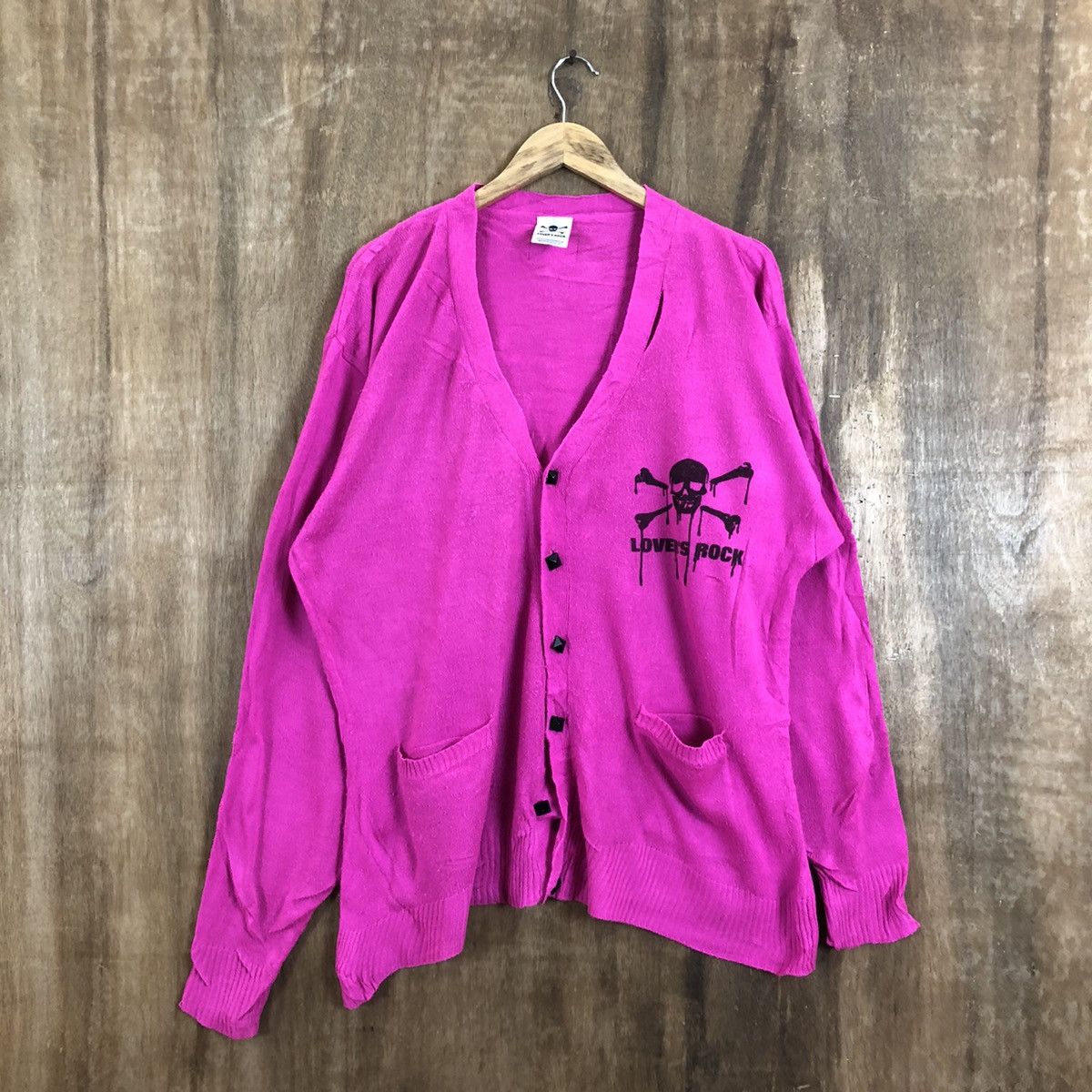image of Skull Pink Cardigan Knitwear 077, Men's (Size XL)