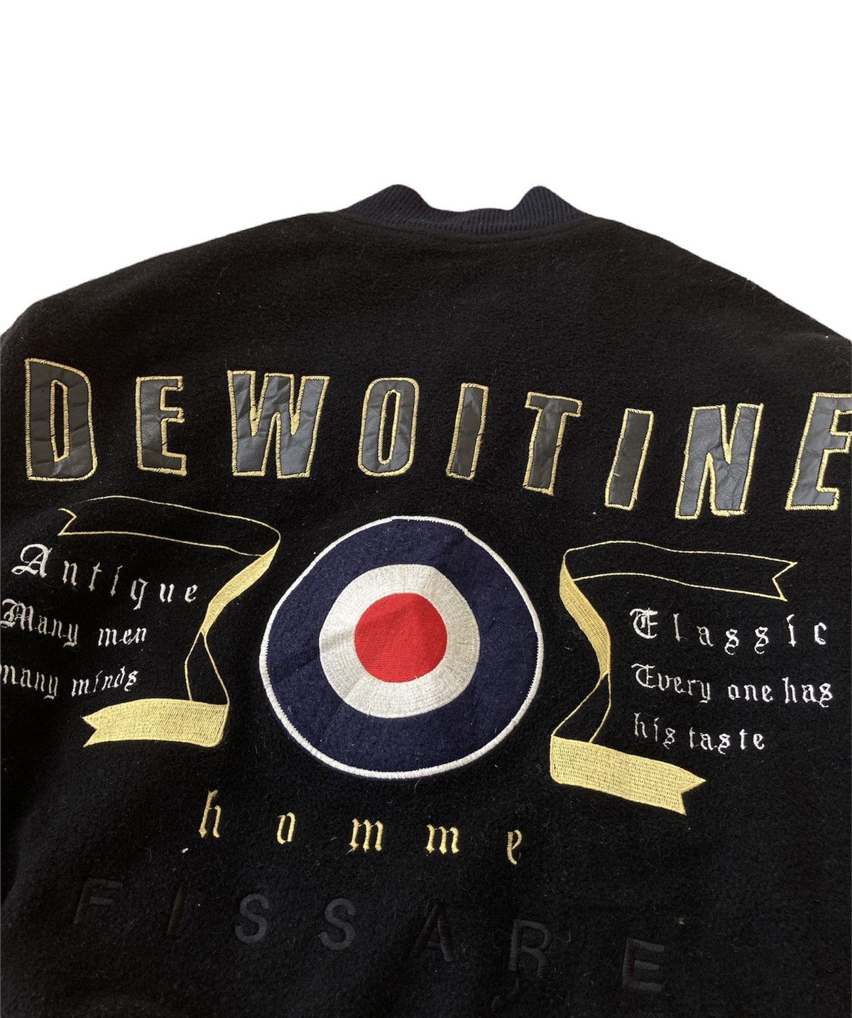 If Six Was Nine × Vintage Vintage Dewoitine Jacket varsity Leather 90s Air Force Black Size US M / EU 48-50 / 2 - 2 Thumbnail