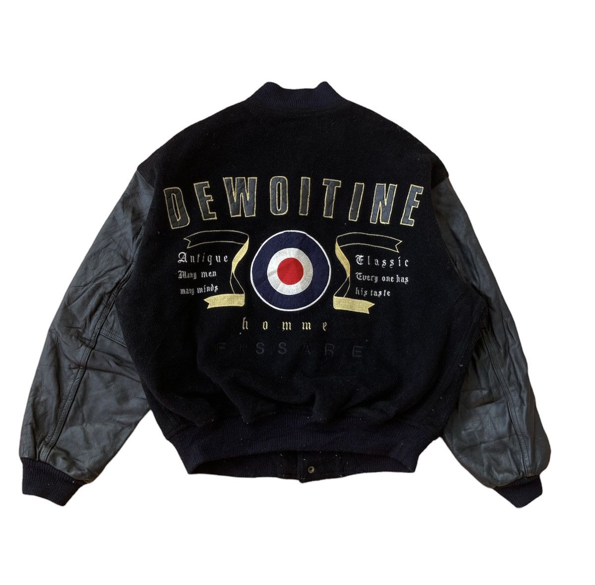 If Six Was Nine × Vintage Vintage Dewoitine Jacket varsity Leather 90s Air Force Black Size US M / EU 48-50 / 2 - 1 Thumbnail