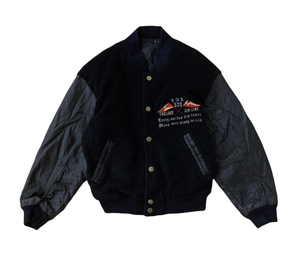 If Six Was Nine × Vintage Vintage Dewoitine Jacket varsity Leather 90s Air Force Black Size US M / EU 48-50 / 2 - 3 Thumbnail