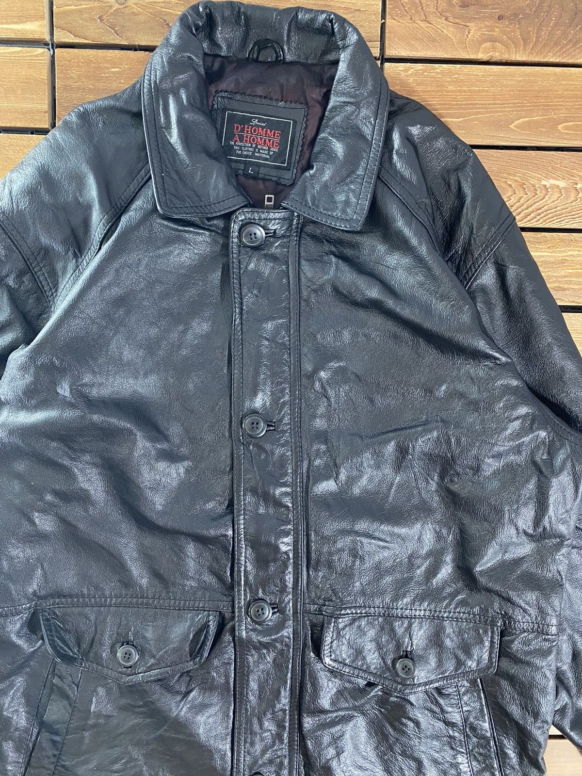 If Six Was Nine × Vintage Vintage D Homme A Homme Japanese Leather Jacket Size L Size US L / EU 52-54 / 3 - 4 Thumbnail