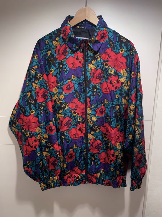 Vintage MULTICOLOUR FLORAL PRINTED SILK SURF SOUND TRACK JACKET