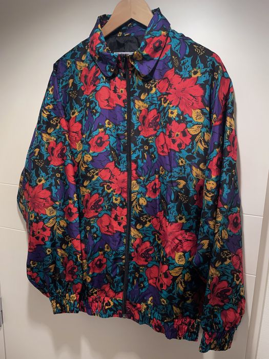 Vintage MULTICOLOUR FLORAL PRINTED SILK SURF SOUND TRACK JACKET