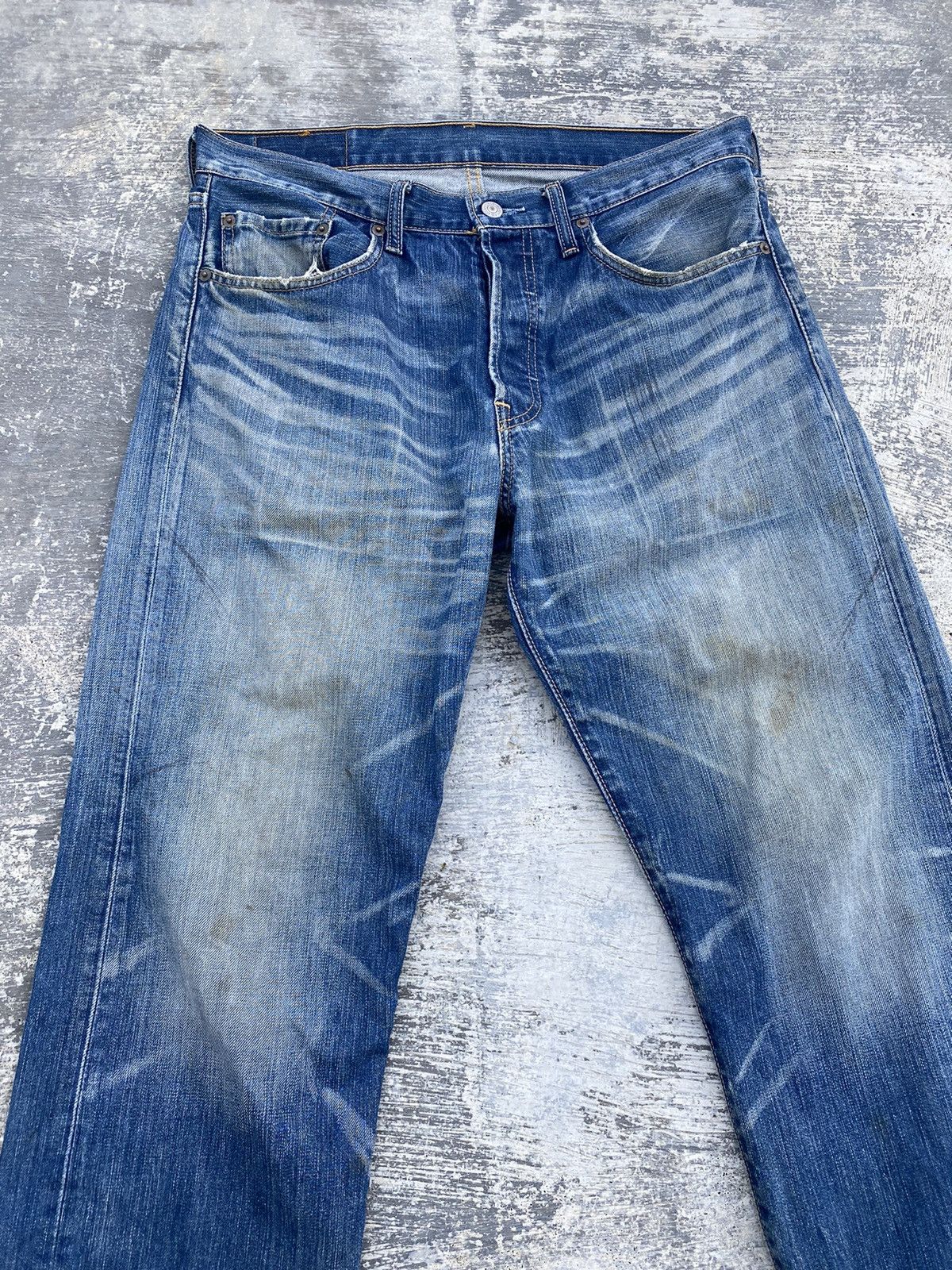 Levi's VINTAGE LEVIS 501 DISTRESSED GORPCORE COWBOY PUNK RAVE TRASH Size US 33 - 3 Thumbnail