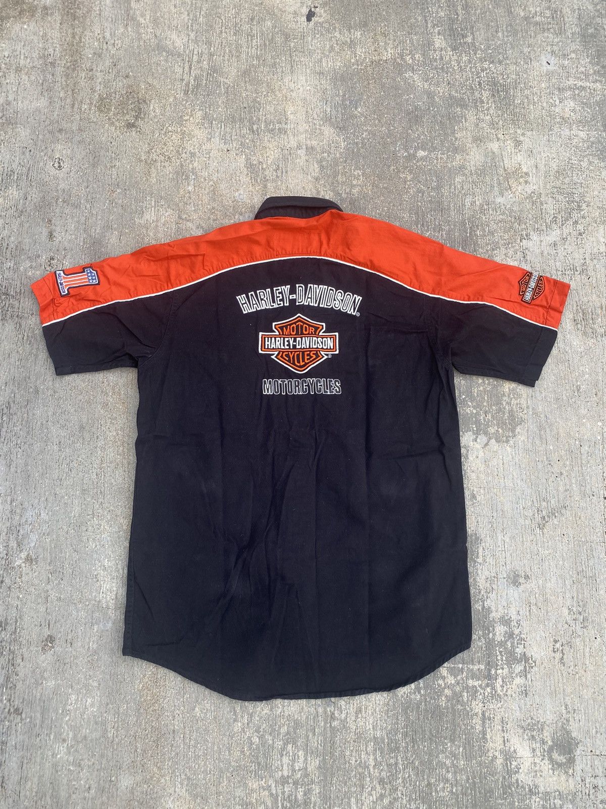 VINTAGE HARLEY DAVIDSON MOTO RACING BUTTON UP SHIRT