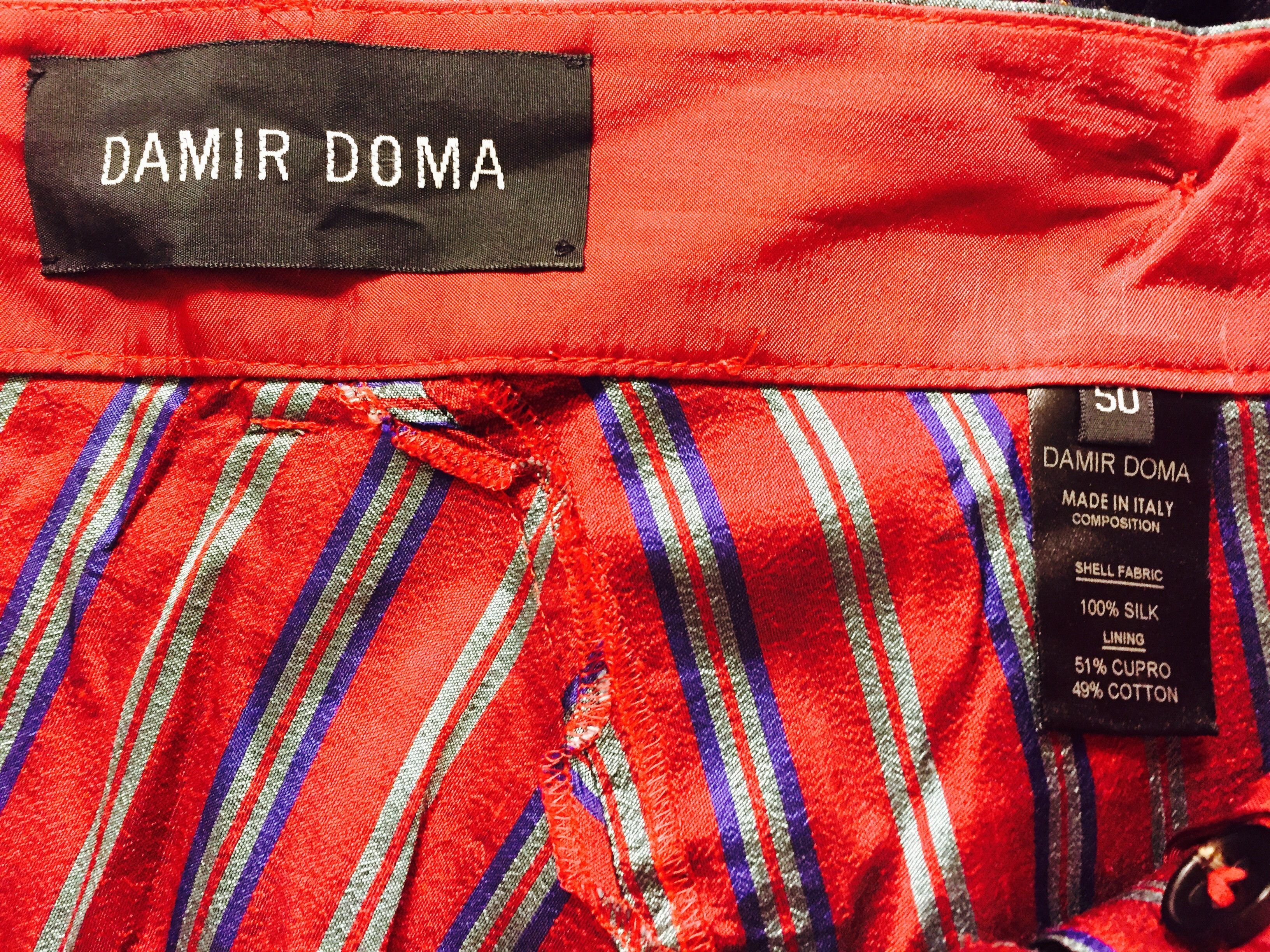 Damir Doma FINAL DROP MULTI STRIPE SILK PLEATED TROUSERS Size US 34 / EU 50 - 4 Thumbnail