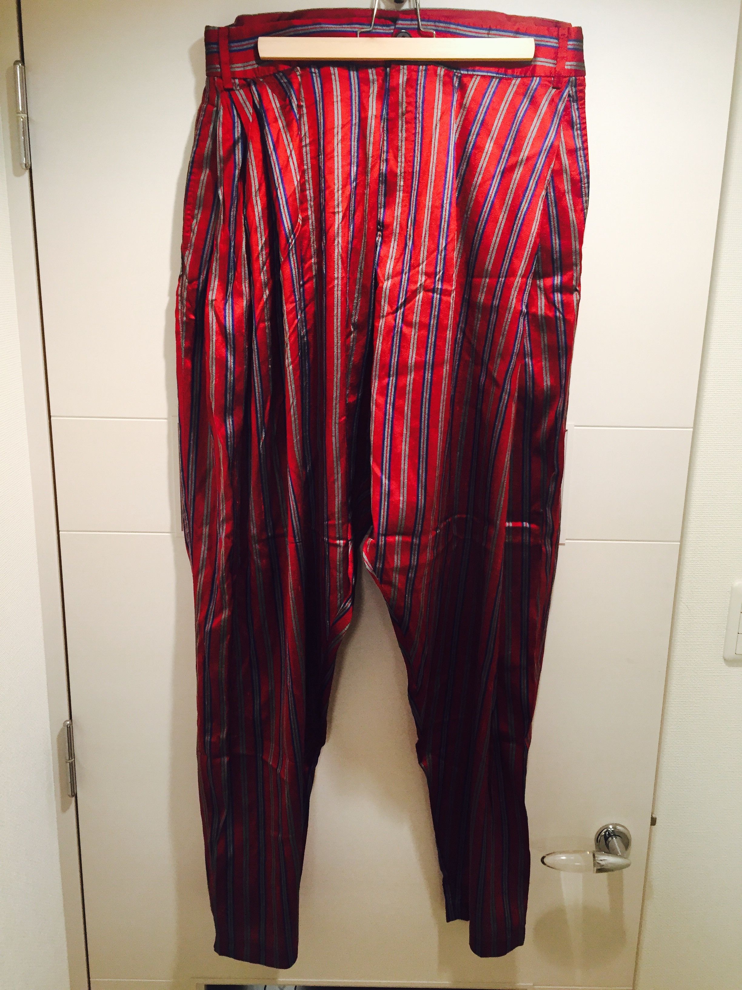 Damir Doma FINAL DROP MULTI STRIPE SILK PLEATED TROUSERS Size US 34 / EU 50 - 2 Thumbnail