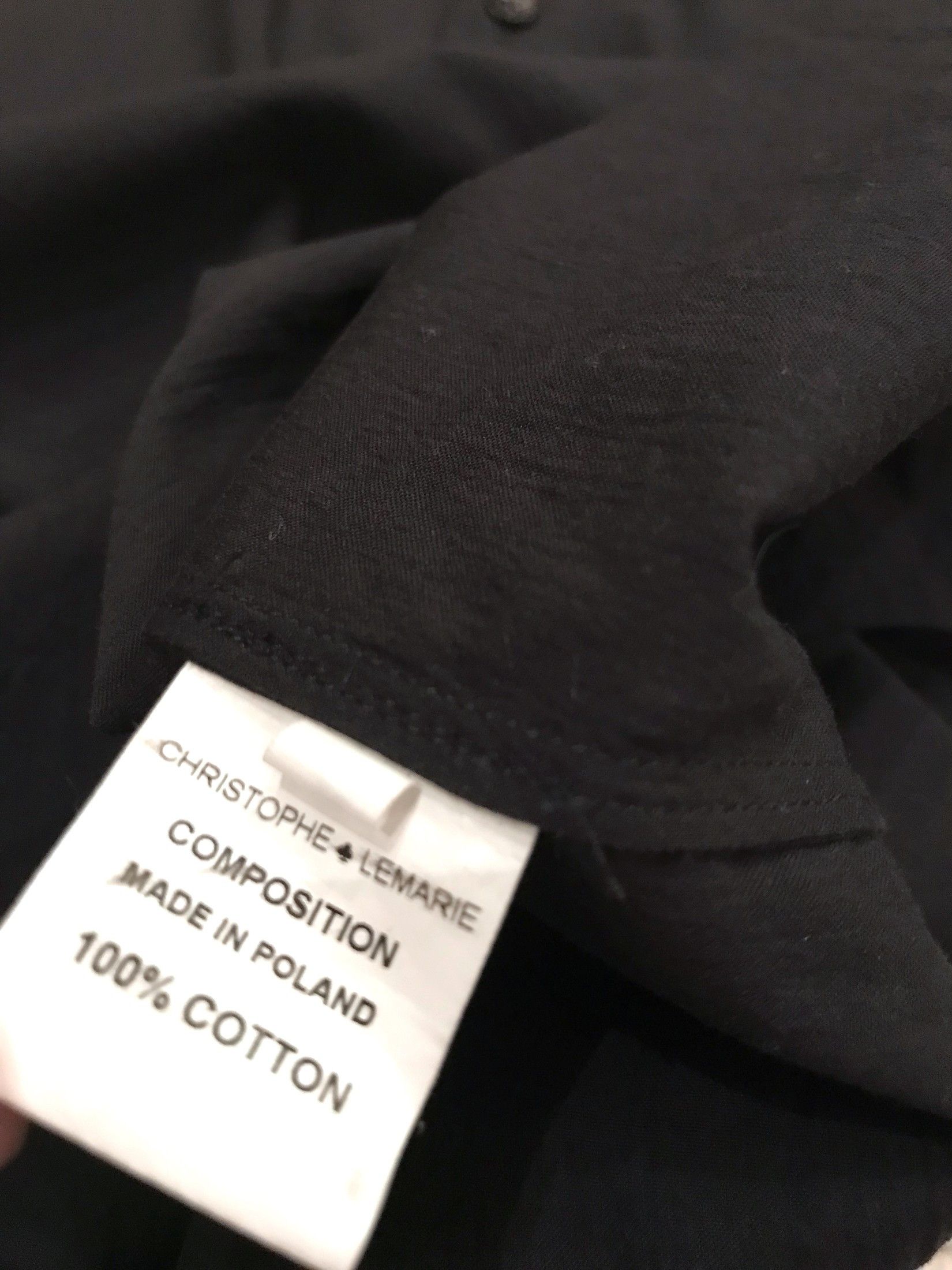 Christophe Lemaire COLLARLESS TUNIC SHIRT IN FLUID BLACK COTTON Size US M / EU 48-50 / 2 - 6 Thumbnail