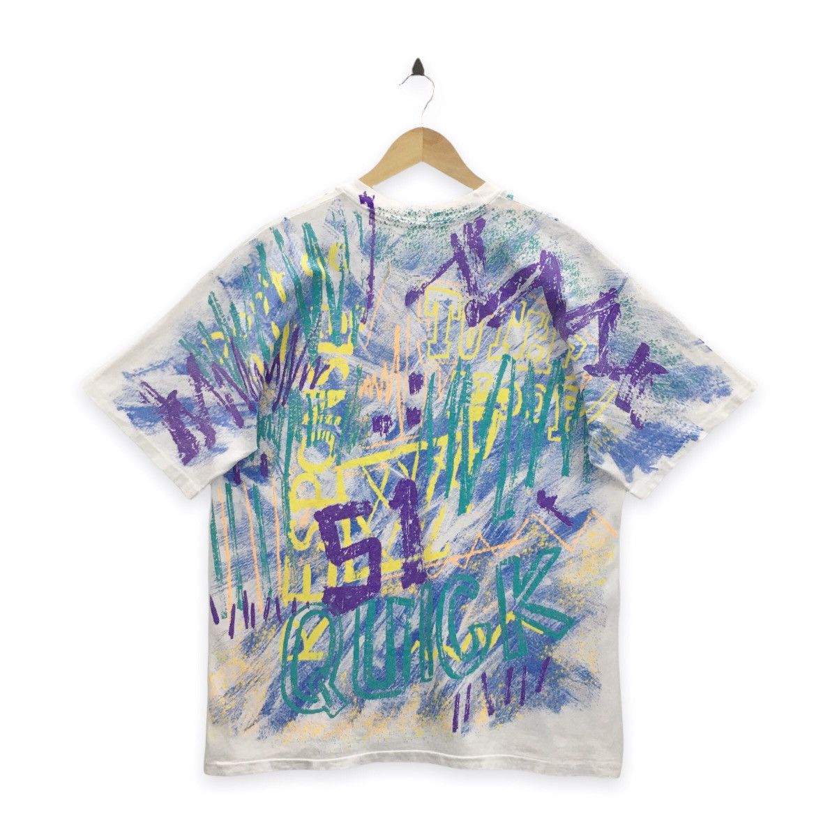 Hanes × Vintage Rare Vintage 90s Graphics Art Fullprint Tshirt Size US L / EU 52-54 / 3 - 2 Thumbnail