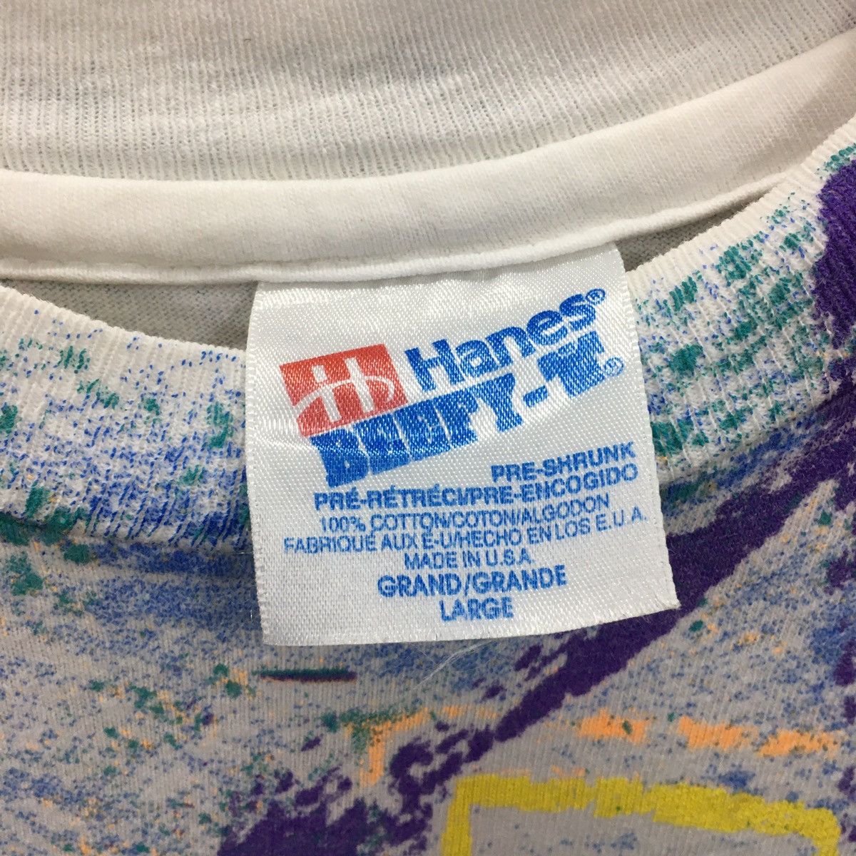 Hanes × Vintage Rare Vintage 90s Graphics Art Fullprint Tshirt Size US L / EU 52-54 / 3 - 3 Thumbnail
