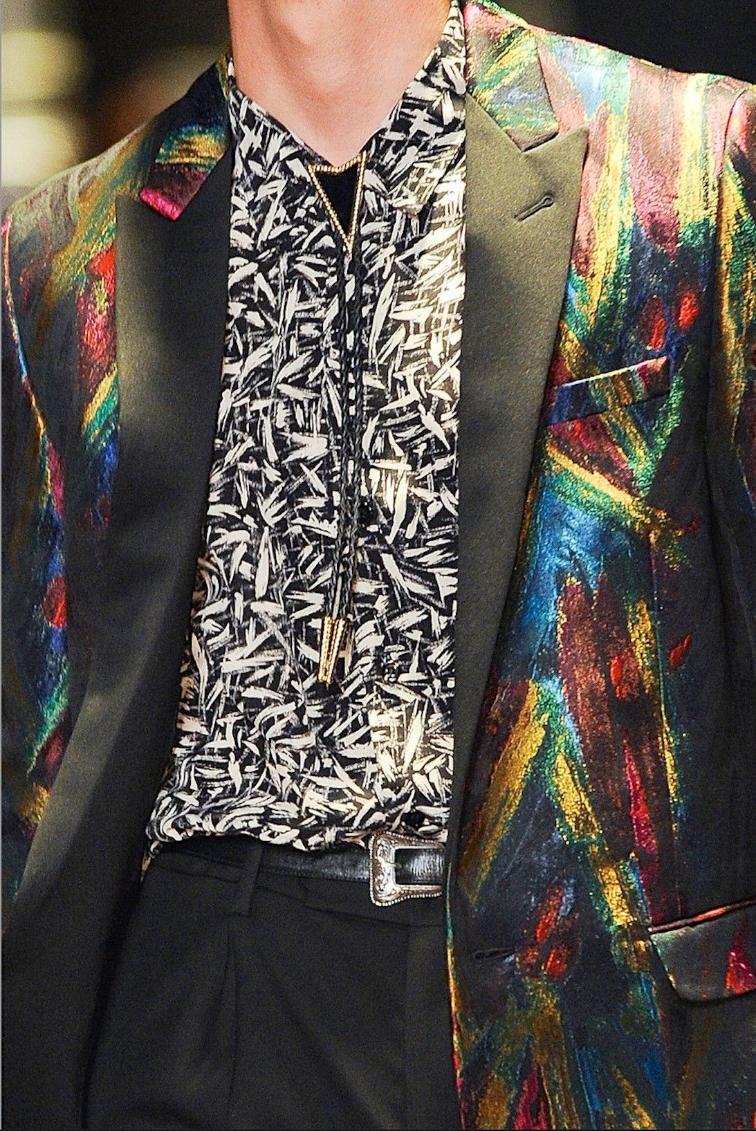 Hedi Slimane × Saint Laurent Paris RARE SS14 ROCKABILLY PEACOCK BRUSHSTROKE PRINTED SHIRT Size US M / EU 48-50 / 2 - 1 Thumbnail