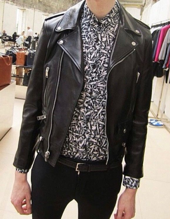 image of Hedi Slimane x Saint Laurent Paris Ss14 Brushstroke Printed Shirt in Black, Men's (Size Medium)