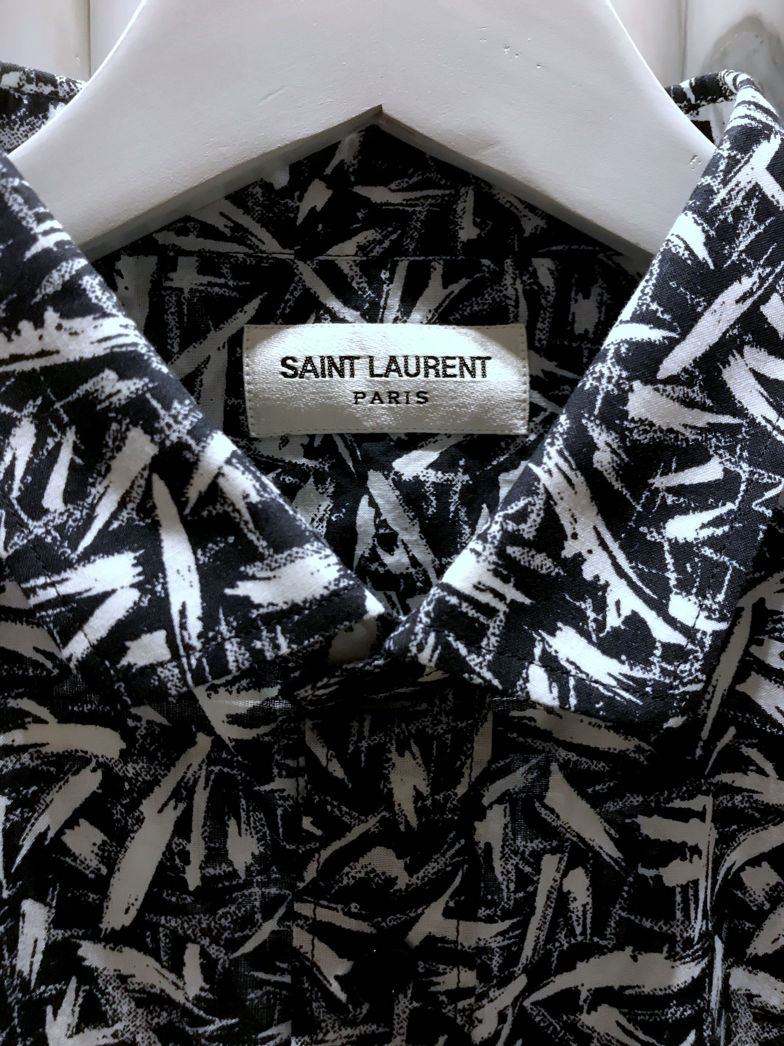Hedi Slimane × Saint Laurent Paris RARE SS14 ROCKABILLY PEACOCK BRUSHSTROKE PRINTED SHIRT Size US M / EU 48-50 / 2 - 6 Thumbnail