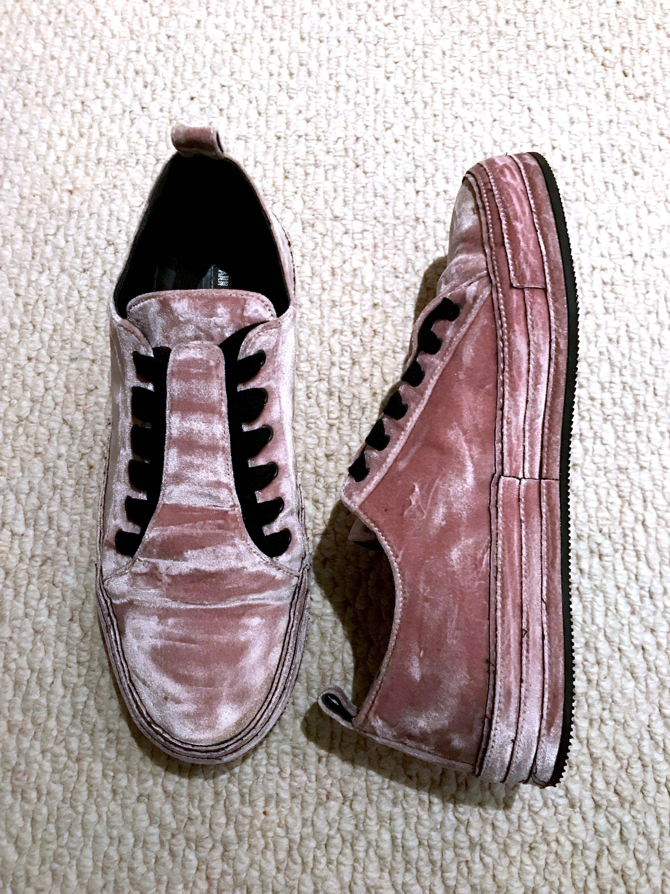 Ann Demeulemeester RARE POWDER PINK VELVET LAVATO CIPRIA SNEAKERS Size US 11 / EU 44 - 5 Thumbnail