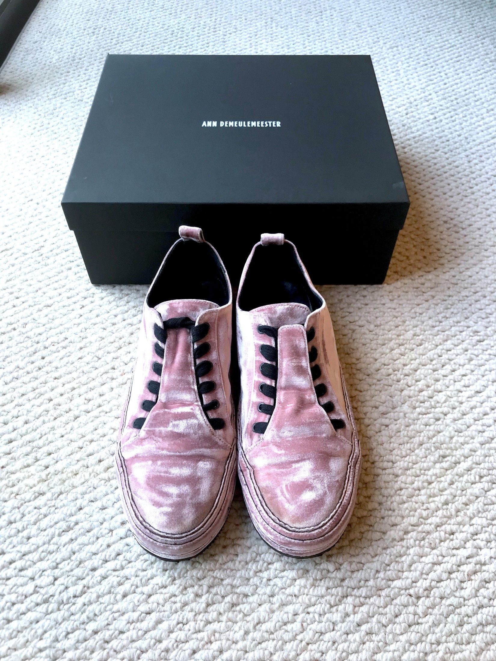 Ann Demeulemeester RARE POWDER PINK VELVET LAVATO CIPRIA SNEAKERS Size US 11 / EU 44 - 6 Thumbnail