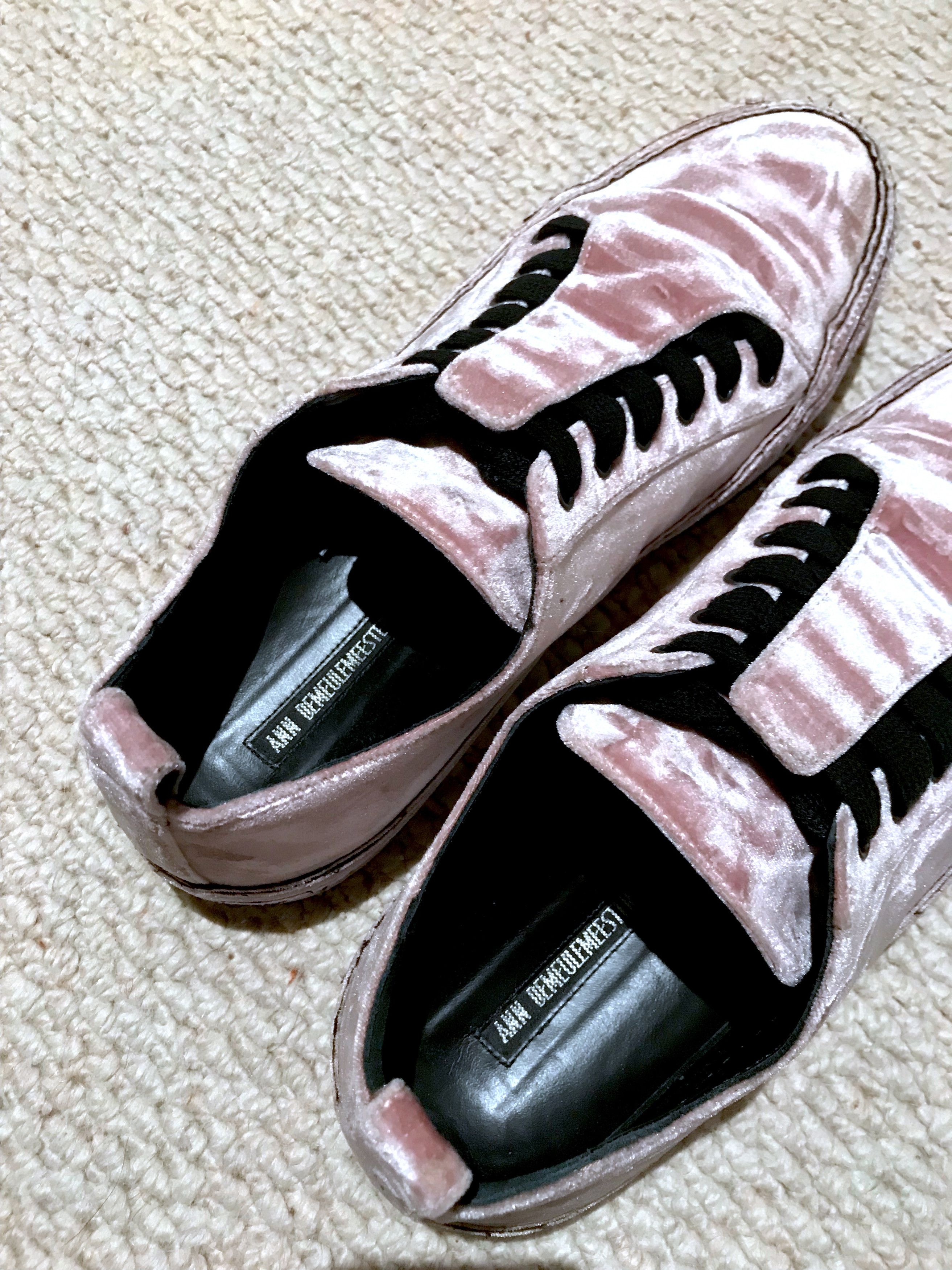Ann Demeulemeester RARE POWDER PINK VELVET LAVATO CIPRIA SNEAKERS Size US 11 / EU 44 - 9 Thumbnail