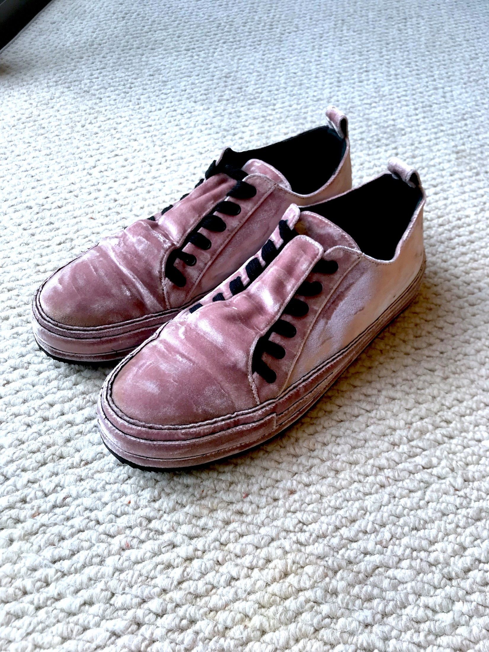 Ann Demeulemeester RARE POWDER PINK VELVET LAVATO CIPRIA SNEAKERS Size US 11 / EU 44 - 7 Thumbnail