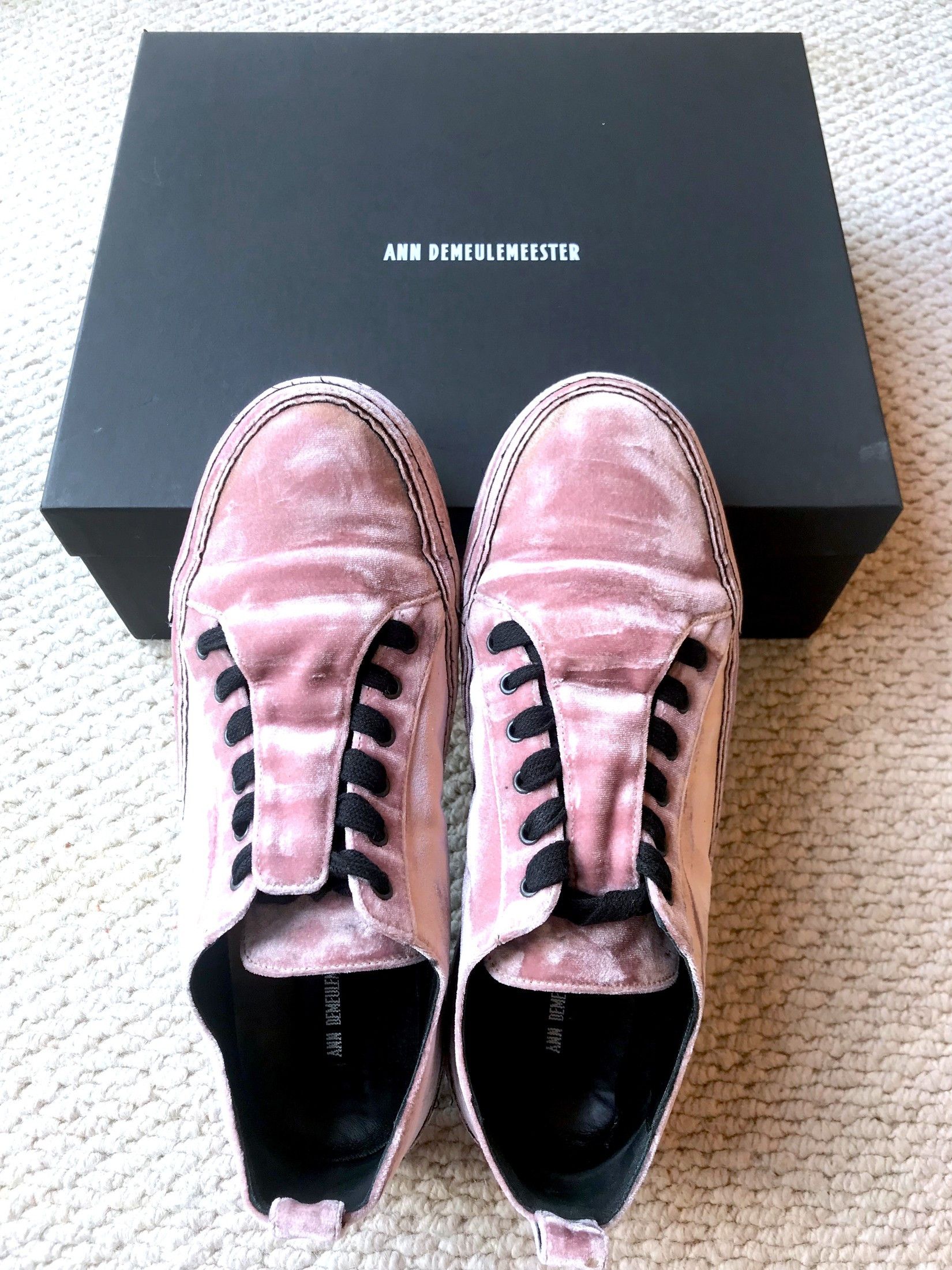 Ann Demeulemeester RARE POWDER PINK VELVET LAVATO CIPRIA SNEAKERS Size US 11 / EU 44 - 10 Thumbnail