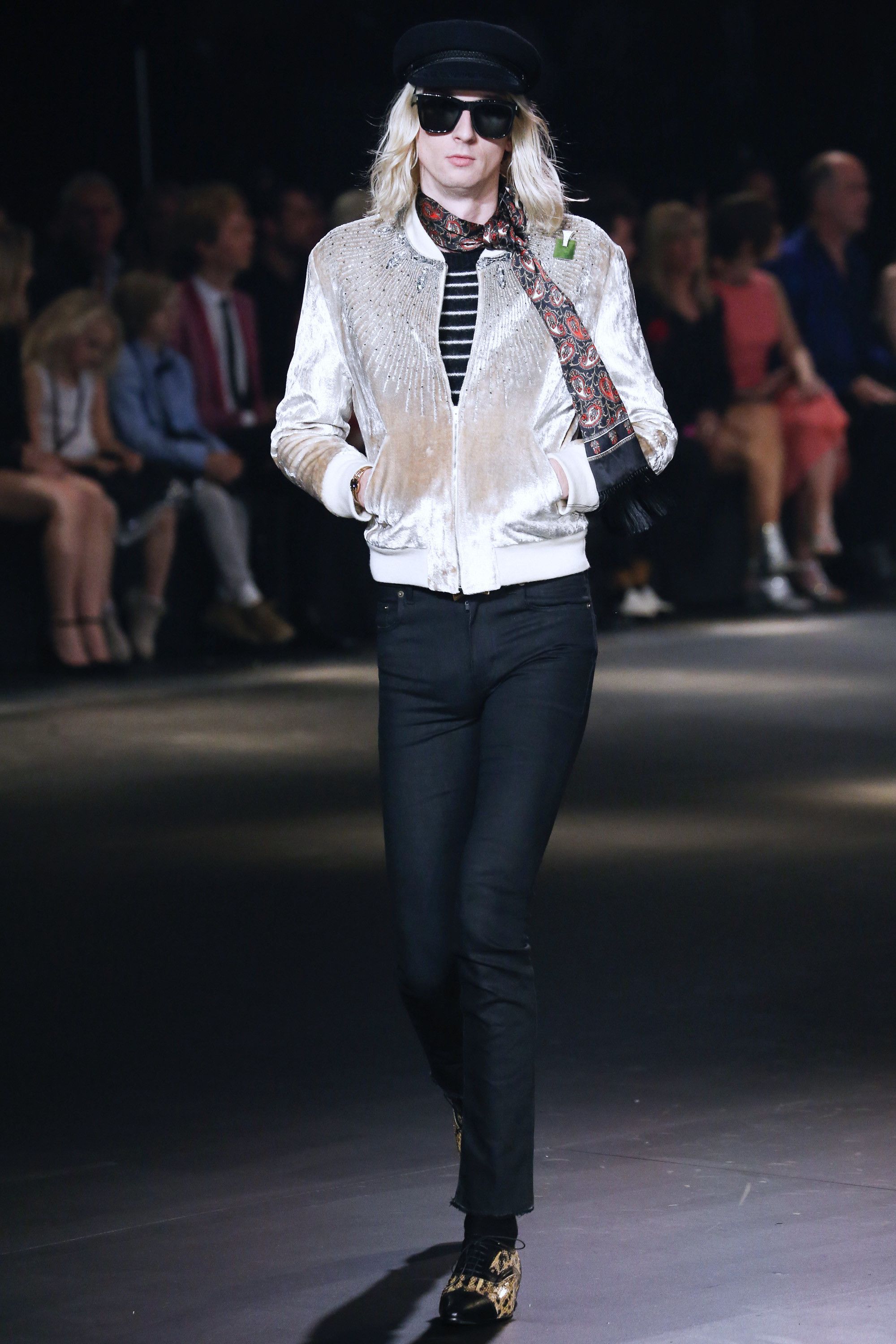 Hedi Slimane × Saint Laurent Paris GRAIL AW16 SEQUIN CRYSTAL BEAD EMBELLISHED VELVET TEDDY Size US S / EU 44-46 / 1 - 13 Thumbnail