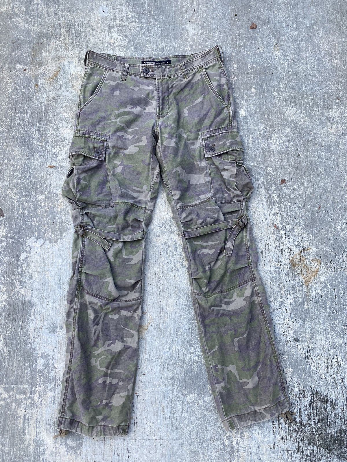 image of Archival Clothing x Vintage Japan Disciple Moto Punk Bondage Cowboy Rave Cargo in Camouflage Army (