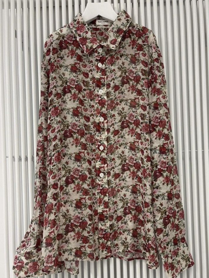 image of Grail! Saint Laurent Paris Flower Print Roses Multi Shirt, Men's (Size Medium)